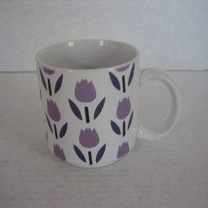 Trend Pacific White Ceramic Coffee Mug/Cup with Lavender Tulips 3 3/4in.T NWWT